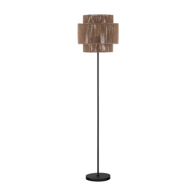 Nova Luce Lito - lampadaire - Ø 35 x 145 cm - noir sablé et paille