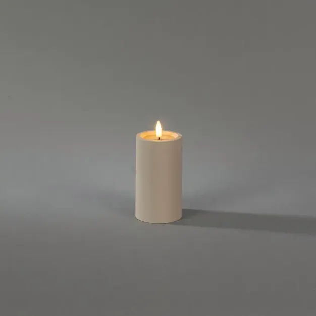 Konstsmide - Bougie à LED sur batterie avec flamme vacillante - Ø 7 x 12 cm - IP44 - beige