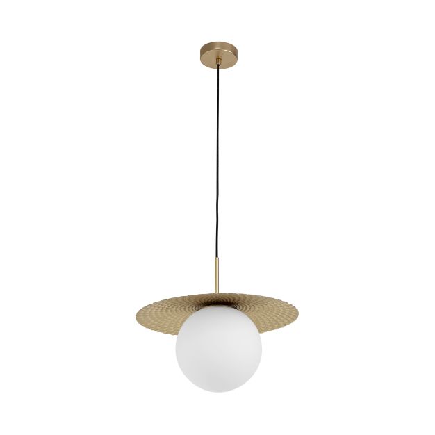 Nova Luce Obbit - lampe suspendue - Ø 38 x 120 cm - or et opale
