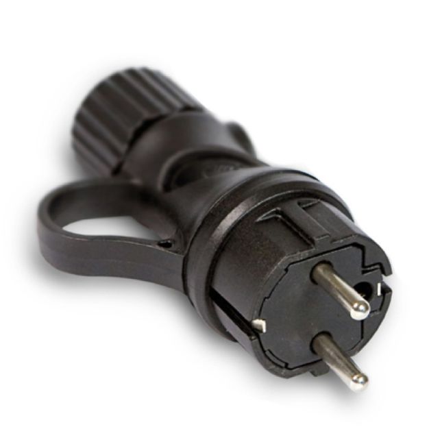 Creative Cables Schuko Eiva - prise avec anneau - 6,2 x 4,2 x 9,6 cm - 230V - IP44 - noir
