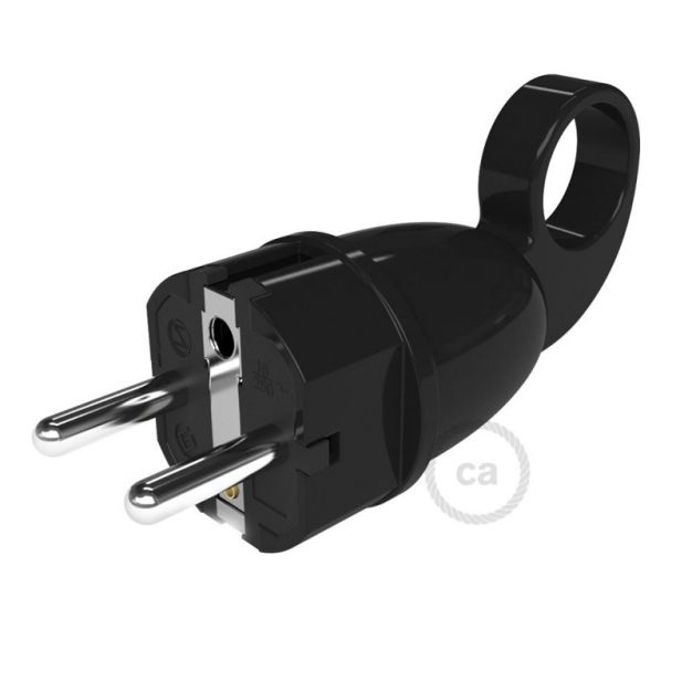 Creative Cables Schuko - prise avec anneau - 230V - noir