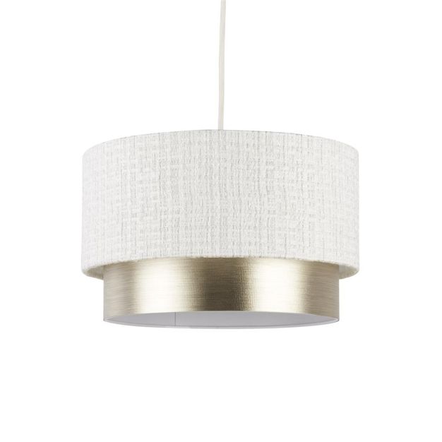 Searchlight Abat-jour tambour en velours - Ø 35 x 22 cm - blanc et champagne