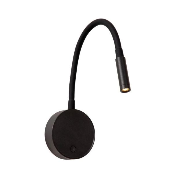 Lucide Asja - applique murale rechargeable - Ø 8,5 x 42,1 cm - 3W LED dimmable inclus - noir