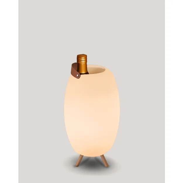 New Garden Apolo - porte-bouteilles lumineux avec haut-parleur et télécommande - Ø 25 x 45 cm - IP44 - blanc