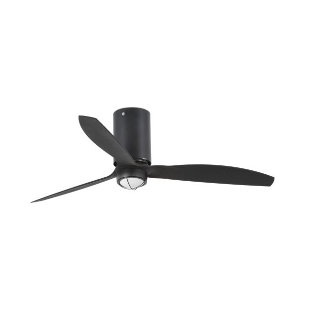 Faro Mini Tube - ventilateur de plafond avec lumière et télécommande - Ø 128 cm - 17W LED inclus - noir mat