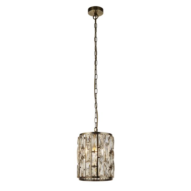 Searchlight Bijou - lampe suspendue - Ø 22 x 150 cm - laiton antique et champagne