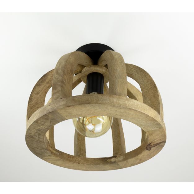 Vico Wooden Bars ALT - plafonnier - Ø 30 x 24 cm - bois de manguier et noir