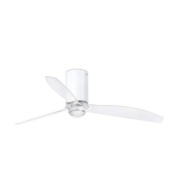 Faro Mini Tube - ventilateur de plafond avec lumière et télécommande - Ø 128 cm - 17W LED inclus - blanc et transparent