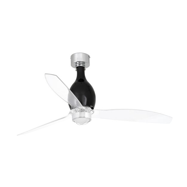 Faro Mini Eterfan - ventilateur de plafond avec lumière et télécommande - Ø 128 cm - 17W LED inclus - noir mat et transparent