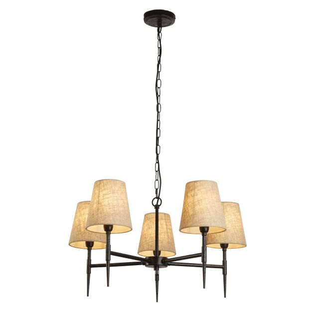 Searchlight Gothic - lustre - Ø 66 x 130 cm - noir et lin naturel