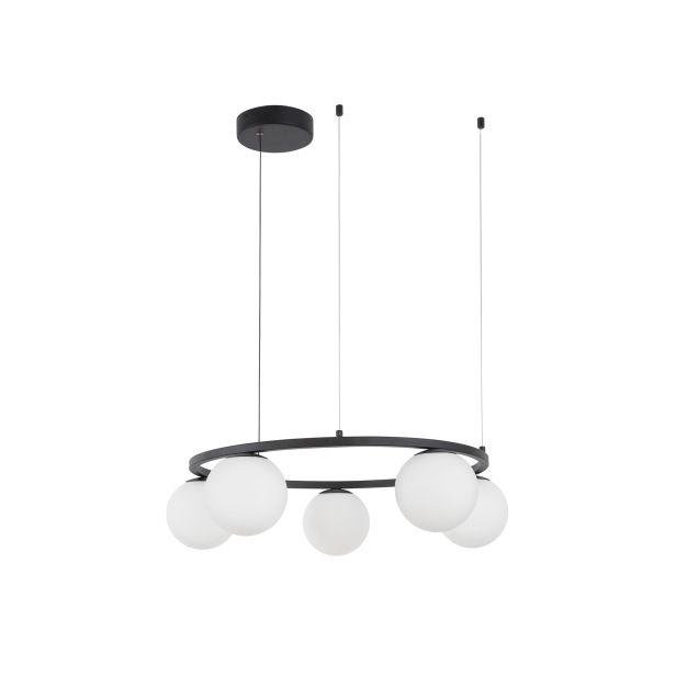 Nova Luce Joline - lampe suspendue - Ø 50 x 155 cm - 40W LED inclus - noir sable et blanc opale