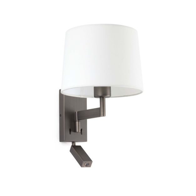 Faro Artis - applique murale avec interrupteur - 21,5 x 19 x 16 cm - 1W LED inclus - blanc et bronze
