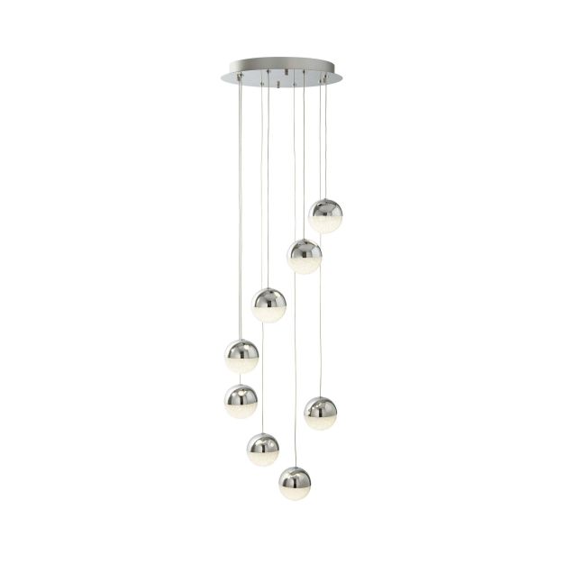 Searchlight Marbles - lampe suspendue - Ø 35 x 155 cm - 8 x 5W LED dimmable inclus - chrome