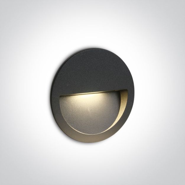ONE Light Outdoor Dark Light Wall Recessed - applique murale encastrée - Ø 11,4 x 3,5 cm - 3W LED inclus - IP65 - anthracite