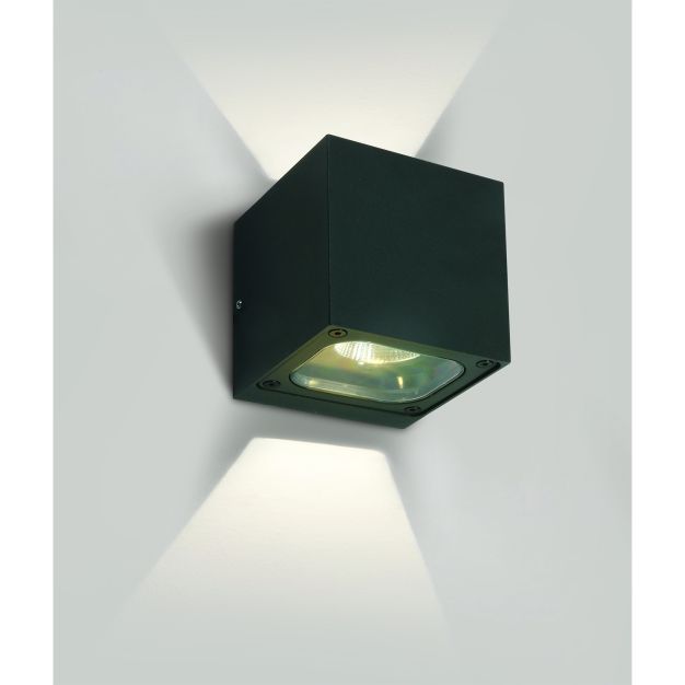 ONE Light Cube Wall Lights Up & Down- applique murale extérieure - 10 x 10 x 10 cm - 6W LED inclus - IP65 - anthracite