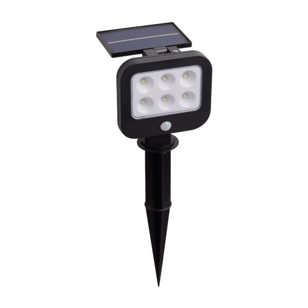 Searchlight Might - spot de sol sur piquet avec capteur solaire - 36 x 30 x 11 cm - 1,5W LED inclus - IP44 - anthracite