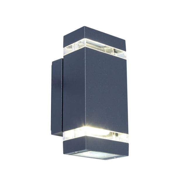 Lutec Focus - applique murale extérieure - 11 x 11 x 23 cm - 7,6W LED inclus - IP44 - gris foncé