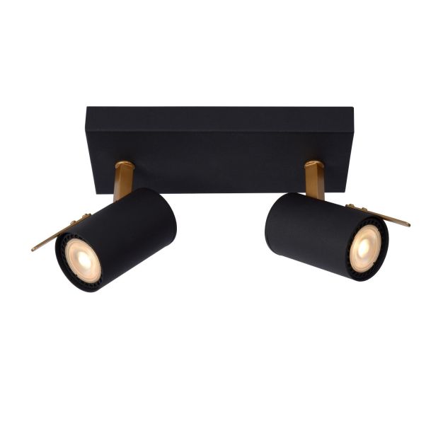 Lucide Grony - spot en saillie - 22 x 10 x 15 cm - 2 x 5W LED dimmable inclus - noir