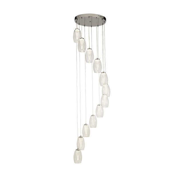Searchlight Cyclone - lampe suspendue - Ø 52 x 200 cm - 63W LED dimmable inclus - chrome et transparent