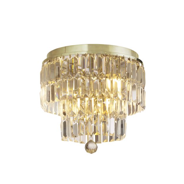 Searchlight Empire - plafonnier - Ø 34 x 33 cm - IP44 - laiton satiné et champagne