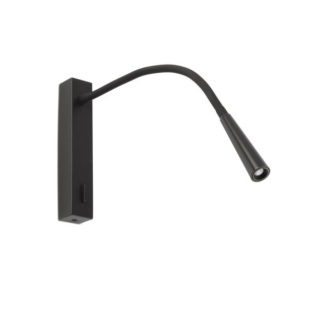 Faro Flin - applique murale avec interrupteur - 35,6 x 3,5 x 27,3 cm - 3W LED inclus - noir mat