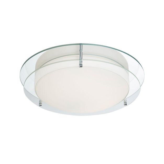 Searchlight Bathroom Flush - plafonnier de salle de bains - Ø 38 x 11 cm - 20W LED inclus - IP44 - chrome