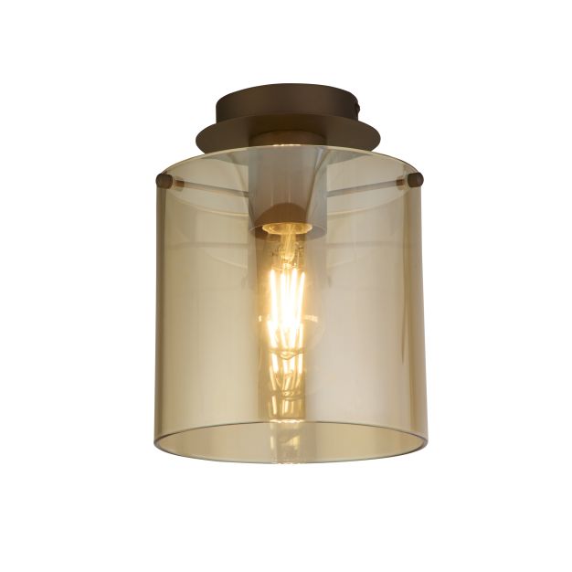 Searchlight Sweden - plafonnier - Ø 22 x 26 cm - moka et ambre