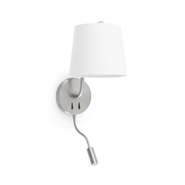 Faro Berni - applique murale avec interrupteur - 20 x 29 x 57 cm - 3W LED inclus - nickel satiné