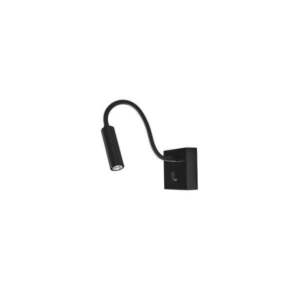 Nova Luce Madison - applique murale avec interrupteur - 8 x 8 x 32 cm - 3W LED inclus - noir