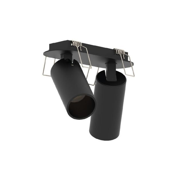 VK Lighting Coko - spot encastrable avec rosace encastrée - 12,5 x 3,5 x 7,3 cm - Ø 60 mm taille de montage, 100 x 35 mm taille d'encastrement - 2 x 6W LED incl. - noir