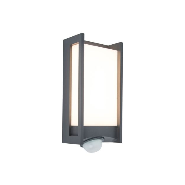 Lutec Qubo - Applique d'extérieur avec détecteur - 11 x 10 x 27 cm - 14W LED inclus - IP54 - gris anthracite