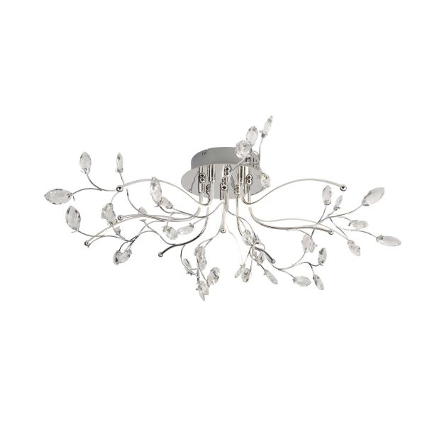 Searchlight Willow - plafonnier - Ø 73 x 23 cm - 20W LED dimmable inclus - chrome et transparent