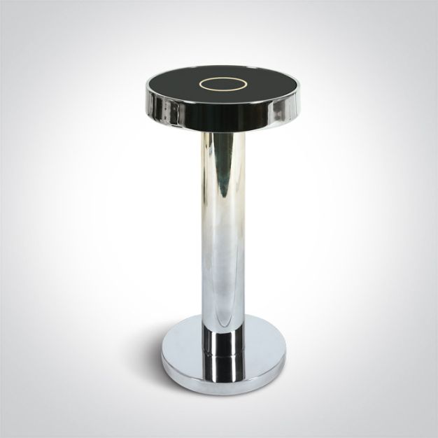 ONE Light Portable Table Light - lampe de table extérieure - rechargeable via câble USB - Ø 9 x 20 cm - 2,5W dimmable LED inclus - IP65 - chrome
