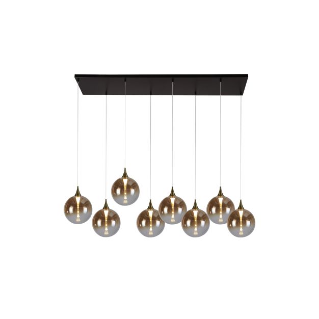 Searchlight Alchemy - lampe suspendue - 107 x 150 cm - 29W LED dimmable inclus - noir, or et ambre