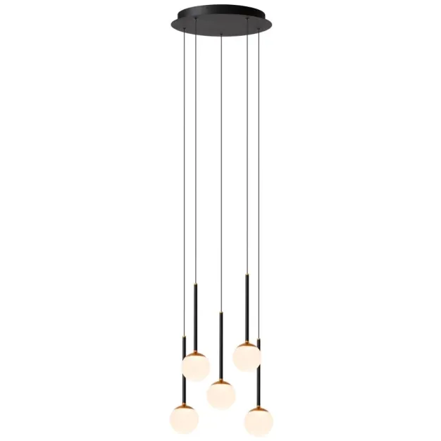 Lucide Calina - lampe suspendue - Ø 42 x 169,3 cm - 5 x 8,2W LED dimmable inclus - noir