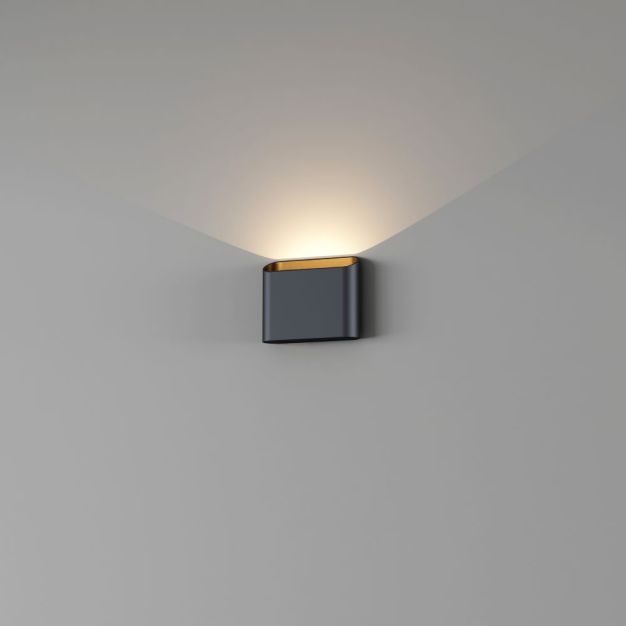 Artdelight Diaz 1L - applique murale - 14,5 x 12 x 3,8 cm - 6W LED inclus - IP54 - noir avec or