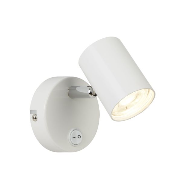 Searchlight Rollo - spot mural avec interrupteur - 9 x 8,5 cm - 4W LED dimmable inclus - blanc