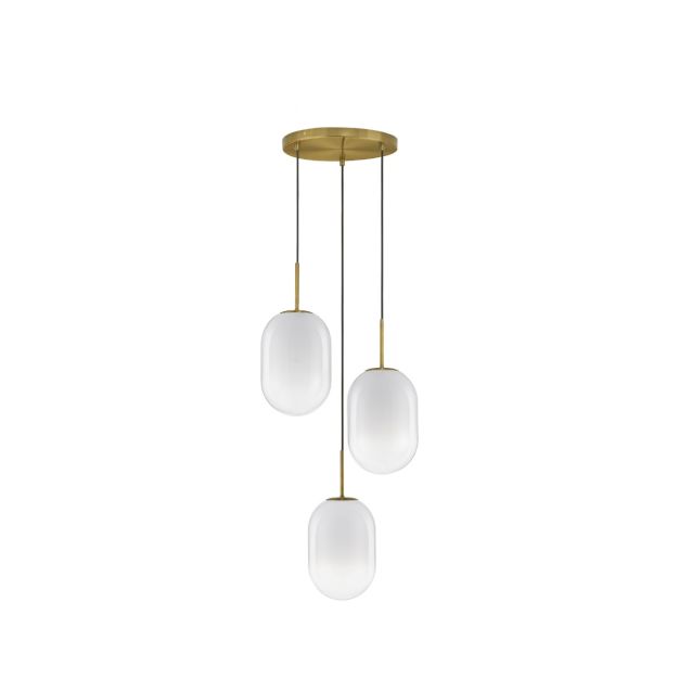 Nova Luce Chrysi - lampe suspendue - Ø 43 x 120 cm - laiton doré et blanc