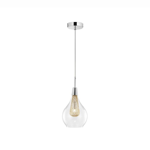Nova Luce Filo - lampe suspendue - Ø 16 x 120 cm - chrome et or