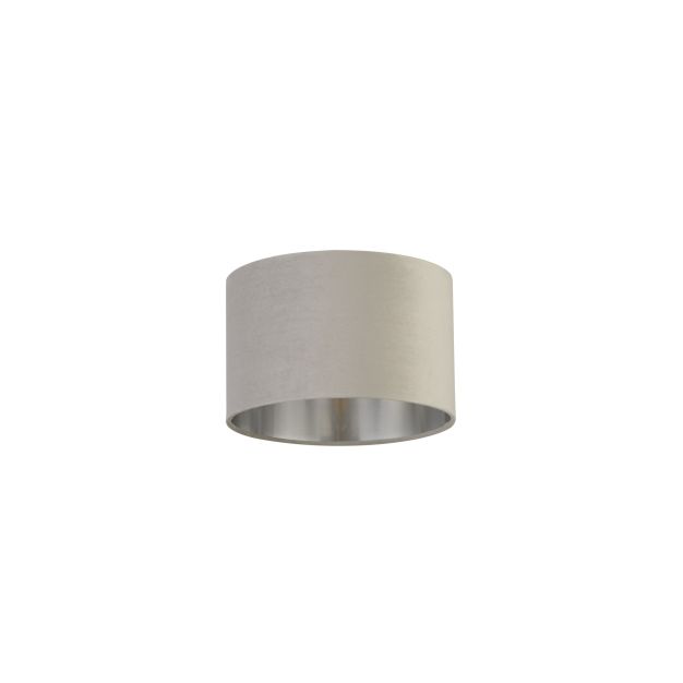 Searchlight Drum Shade - abat-jour - Ø 28 x 18 cm - gris clair et argent brossé