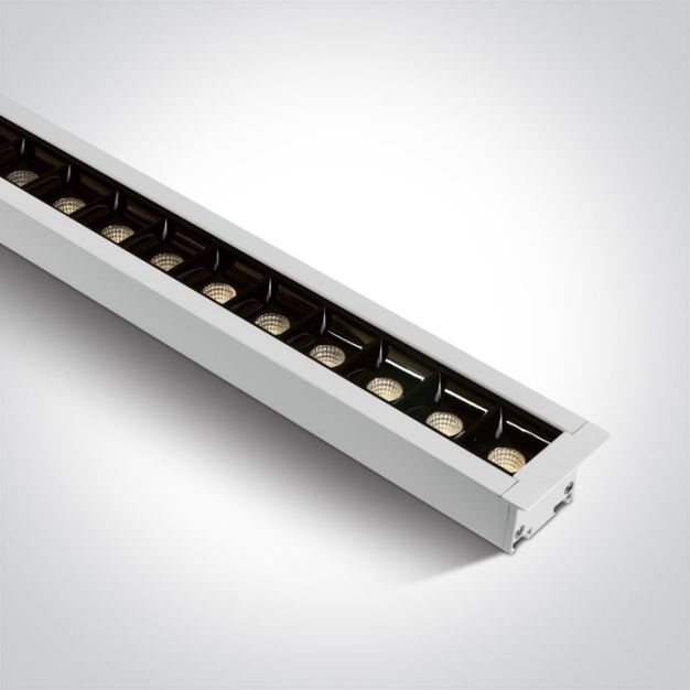 ONE Light Profils linéaires LED encastrés - plafonnier encastré - 129,5 x 5 x 5,5 cm - 40W LED inclus - blanc - blanc chaud à blanc froid