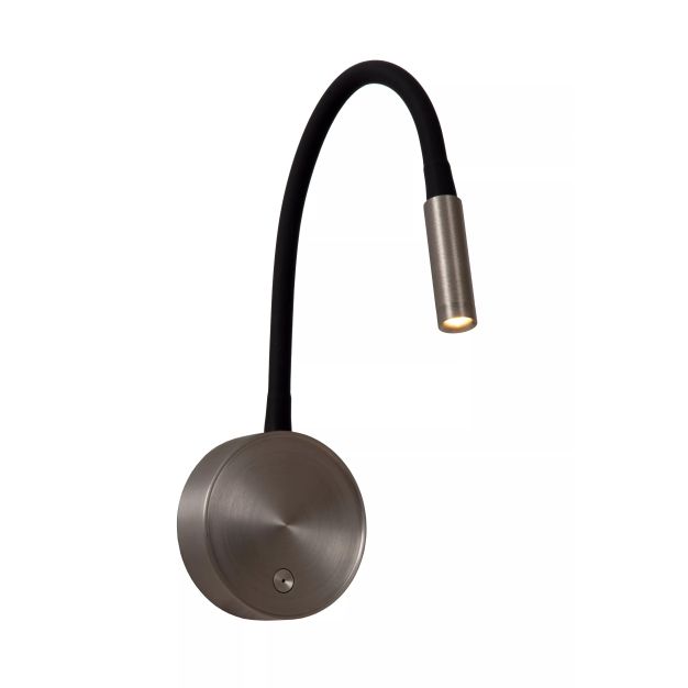 Lucide Asja - applique murale rechargeable - Ø 8,5 x 42,1 cm - 3W LED dimmable inclus - noir et gris
