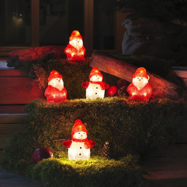 Konstsmide Lumières de Noël - 5 décorations pour la neige et le Père Noël - 7 x 13 x 400 cm - IP44 - rouge et blanc