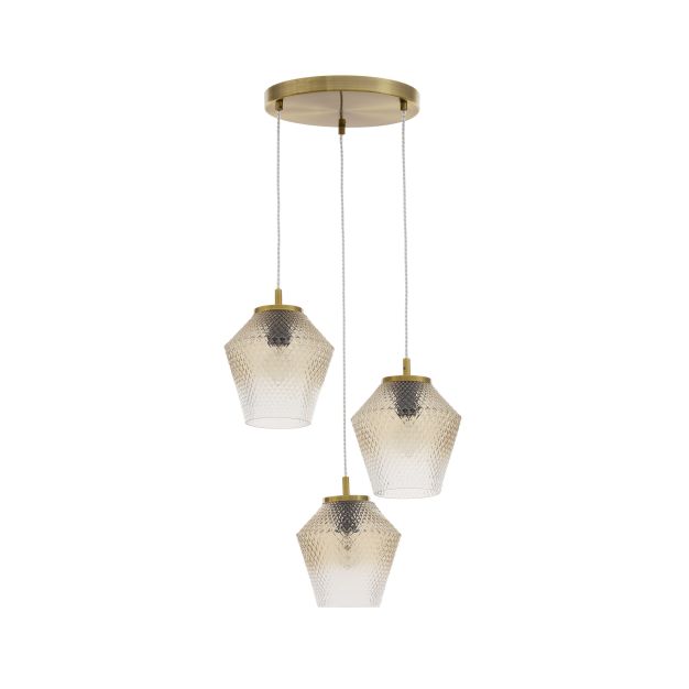 Nova Luce Magio - lampe suspendue - Ø 47 x 120 cm - cognac et laiton doré
