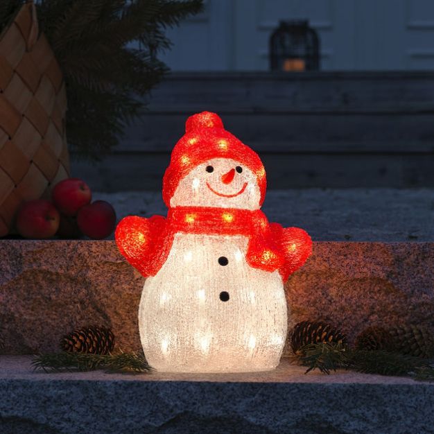 Konstsmide Lumières de Noël - bonhomme de neige - 25 x 18 x 32 cm - IP44 - rouge et blanc