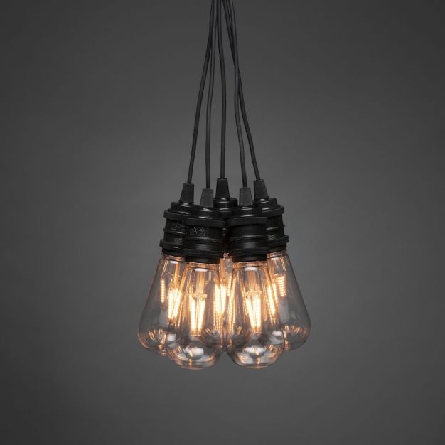 Konstsmide - cordon lumineux décoratif avec fonction variateur - rallonge - longueur 9,15 mètres - 10 ampoules LED inclus - 7W - IP44 - noir