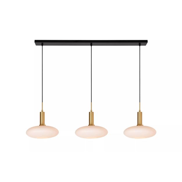 Lucide Singala 3L - lampe suspendue - 126 x 30 x 169 cm - opale et or