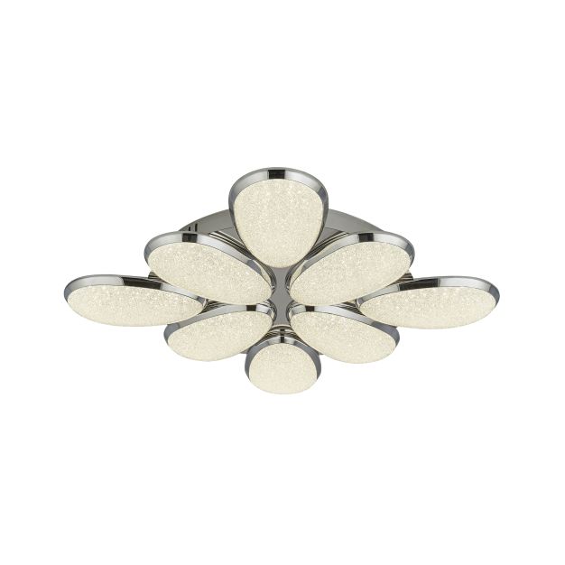 Searchlight Lori - plafonnier - 62 x 62 x 8 cm - 55W LED dimmable inclus - chrome et transparent