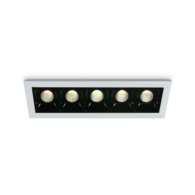 ONE Light Shop Square Boxes - spot encastré - 146 x 45 mm, 137 x 36 mm taille d'encastrement - 5 x 2W LED dimmable inclus - blanc