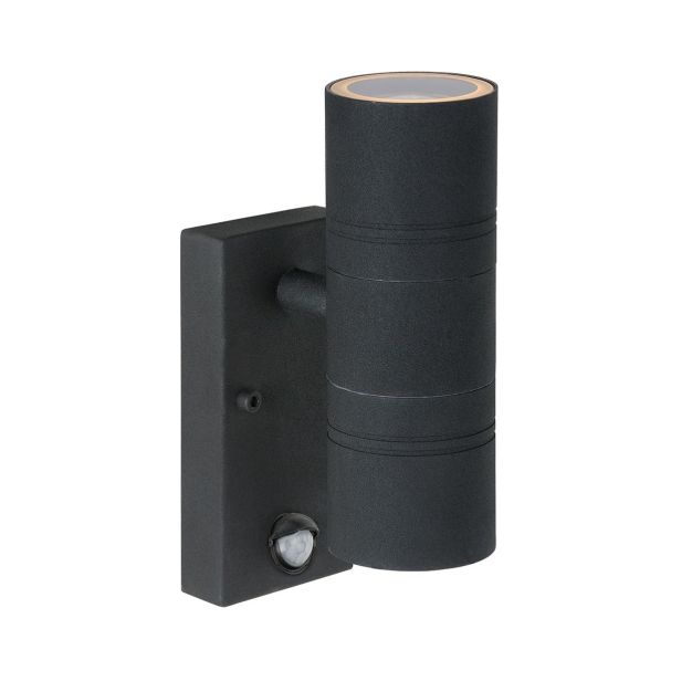 Lucide Arne - applique murale avec détecteur de mouvement - 6,3 x 12 x 22,5 cm - 2 x 5W LED inclus - IP44 - noir
